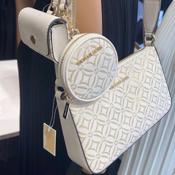 MICHAEL KORS Jet Set Travel Small Logo Jacquard Crossbody With Tech Attach NWT - Picture 4 of 16